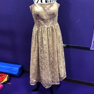 Perfect condition Gold strapless tea-length dress